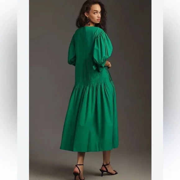 Anthropologie Maeve size S Emerald Green midi dress - Picture 2 of 8